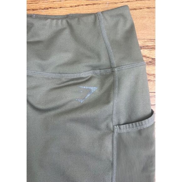 Gymshark Training Tights Mesh Side Pockets Leggings Army Green Size Medium - Picture 8 of 13